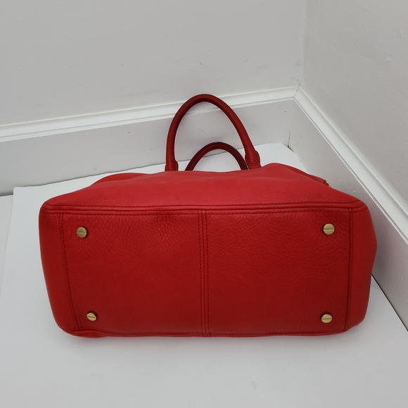 J. Crew biennial red pebbled leather satchel gold hardware - Picture 7 of 13